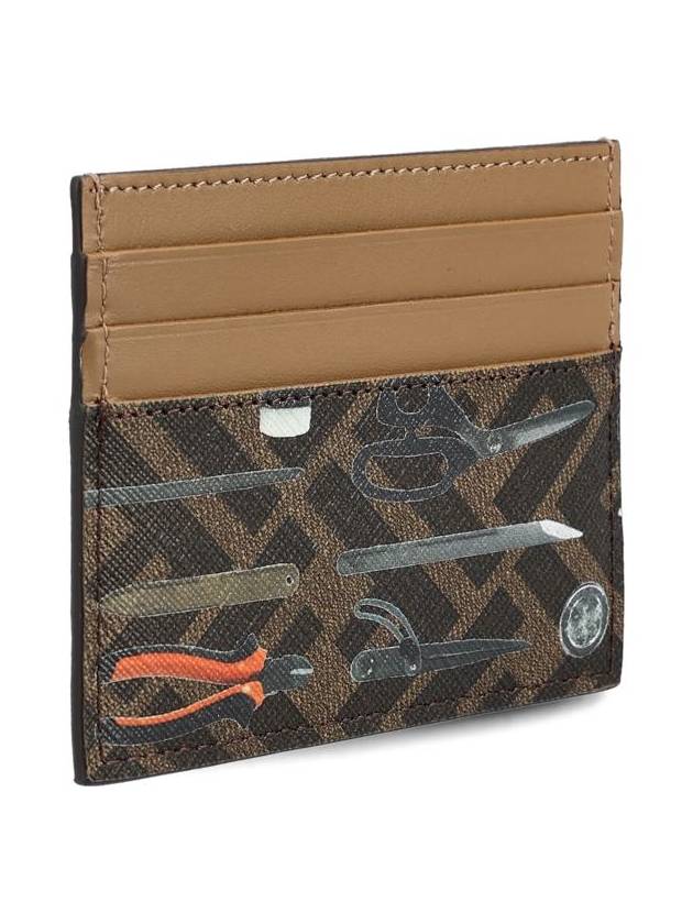 Fendi Men's FF Canvas Card Wallet Brown