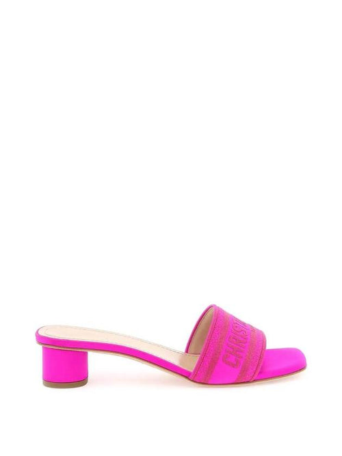 Dway Embroidered Satin Cotton Sandal Heels Rani Pink Dior