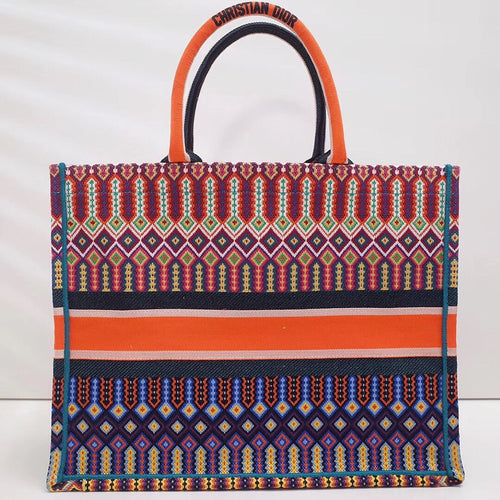 Dior Book Tote In Multi-coloured Embroidered Canvas