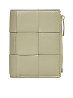 Bottega Veneta Cassette Zipper Bifold Half Wallet Travertine