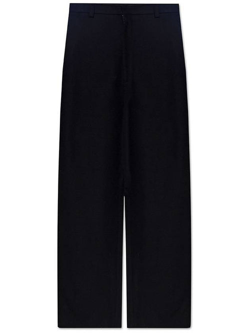Balenciaga Women's Wool Straight Pants Black