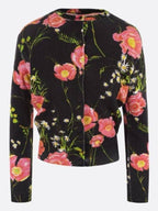 Balenciaga N26 women's knitted sweater Poppy print wool cropped cardigan