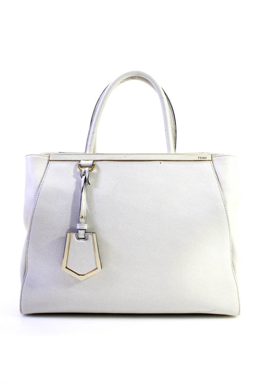 Fendi Womens Leather 3jours Two Way Strap Large Ivory Structured Satchel Bag Handbag