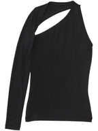 Balenciaga Cut Out One Shoulder Long Sleeve T-Shirt Black