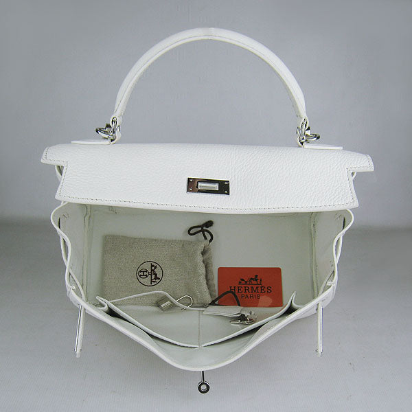 Hermes Kelly 32cm Togo Leather Handbag 6108 White Silver