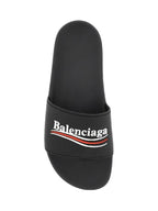 Balenciaga Political Campaign Logo Rubber Slippers Black