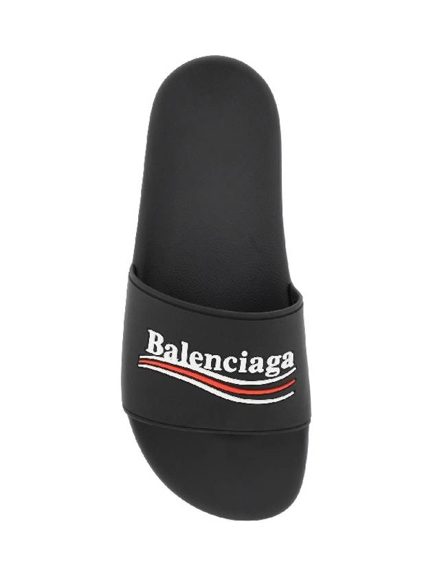Balenciaga Political Campaign Logo Rubber Slippers Black