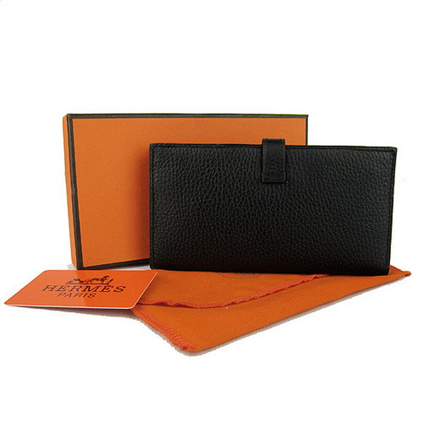 Hermes Wallet H008 Wallet Cow Leather Black
