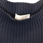 Chloe Ribbed Knit Dress in Navy Blue Wool