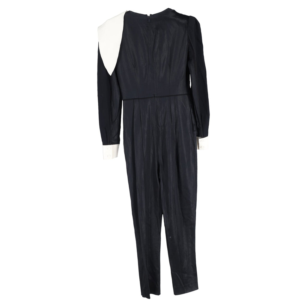 Fendi Scarf Detail Long Sleeve Jumpsuit in Black Polyester