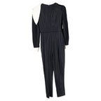 Fendi Scarf Detail Long Sleeve Jumpsuit in Black Polyester