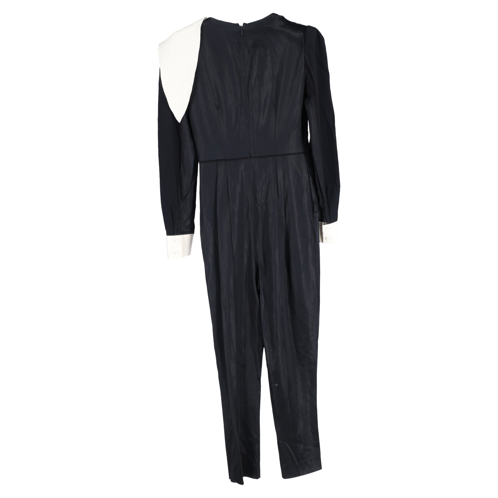 Fendi Scarf Detail Long Sleeve Jumpsuit in Black Polyester