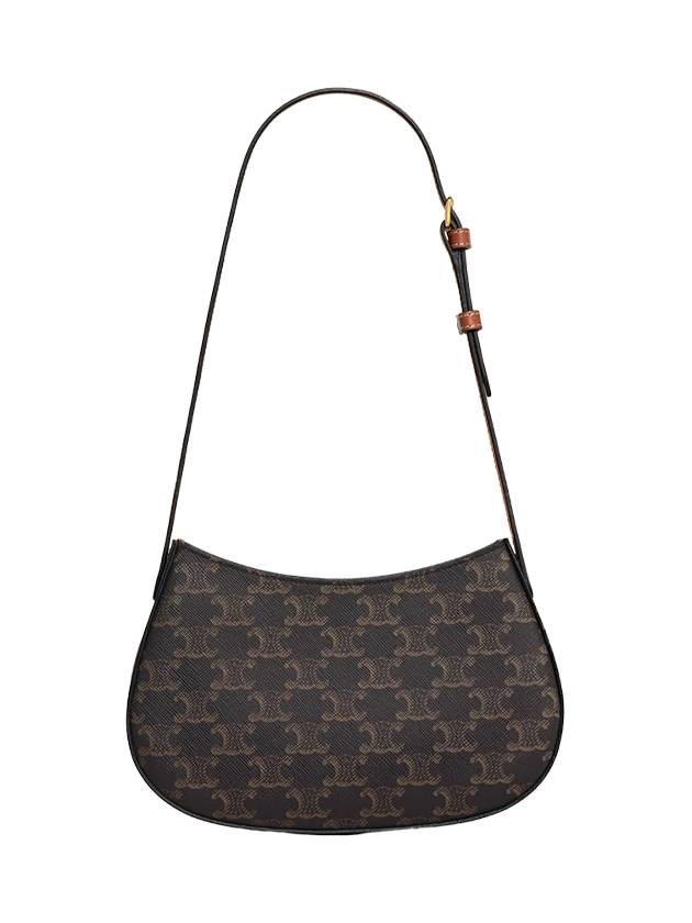 CELINE Tilly Triomphe Medium Canvas Calfskin Shoulder Bag Tan