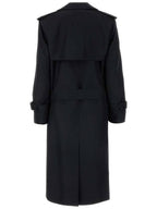 Burberry Belted Long Silk Blend Trench Coat Black
