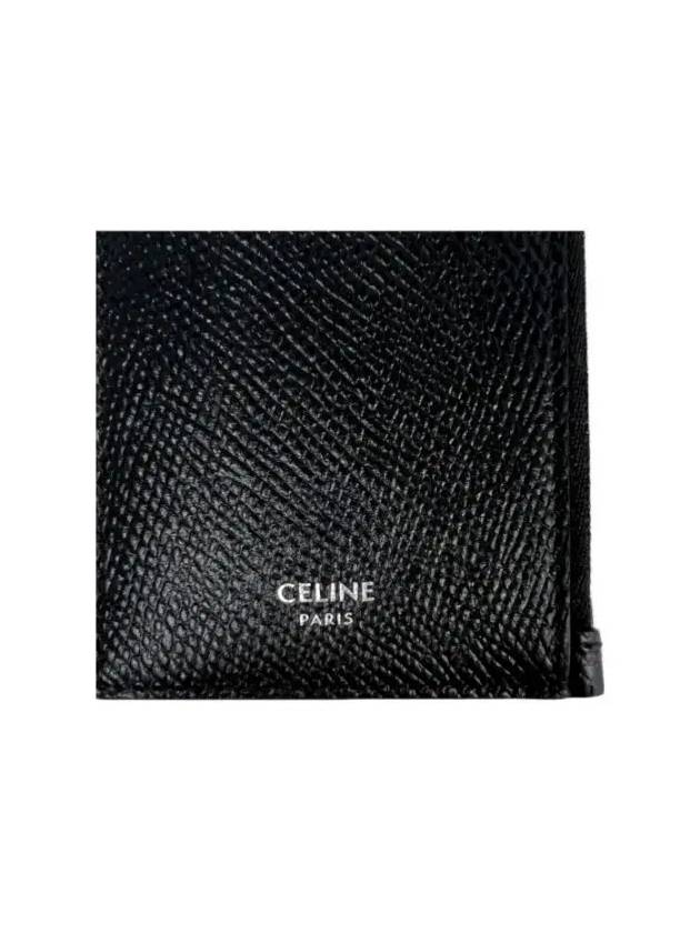 CELINE Essential Zipper Compact Grain Calfskin Card Wallet Black