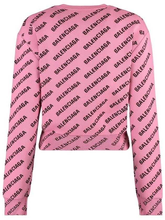 Balenciaga Mini All-Over Logo Knit Top Pink