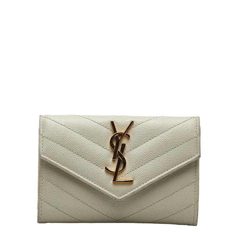 Saint Laurent Envelope Wallet in Grained Leather Ivory