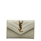 Saint Laurent Envelope Wallet in Grained Leather Ivory