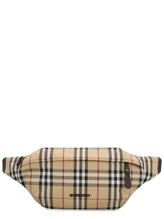 Burberry Sonny Embossed Logo Check Belt Bag Beige