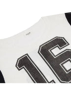 CELINE WoMen's 16 Print Jersey Mesh Crop Short Sleeve T-Shirt Black White