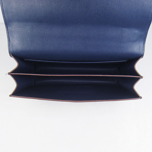 Hermes Calf Leather Message Bag H020 Dark Blue Golden