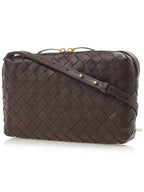Bottega Veneta Intrecciato Leather Cross Bag Brown
