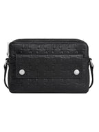 CELINE Triomphe Embossed Mini Calfskin Camera Cross Bag Black