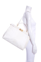 Fendi Cream Python Large Peekaboo Top Handle Bag