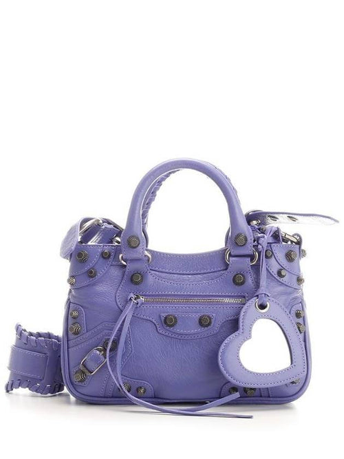 Balenciaga Neo Cargol Small Crocodile Embossed Leather Tote Bag Purple