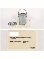 Fendi Mon Tresor FF Motif Leather Mini Bucket Bag Light Blue