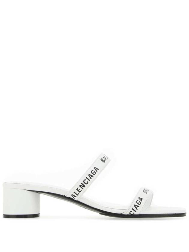 Balenciaga Logo Strap Round Sandal Heels White