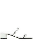Balenciaga Logo Strap Round Sandal Heels White