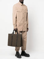 Fendi FF Jacquard Fabric Shopper Tote Bag Brown
