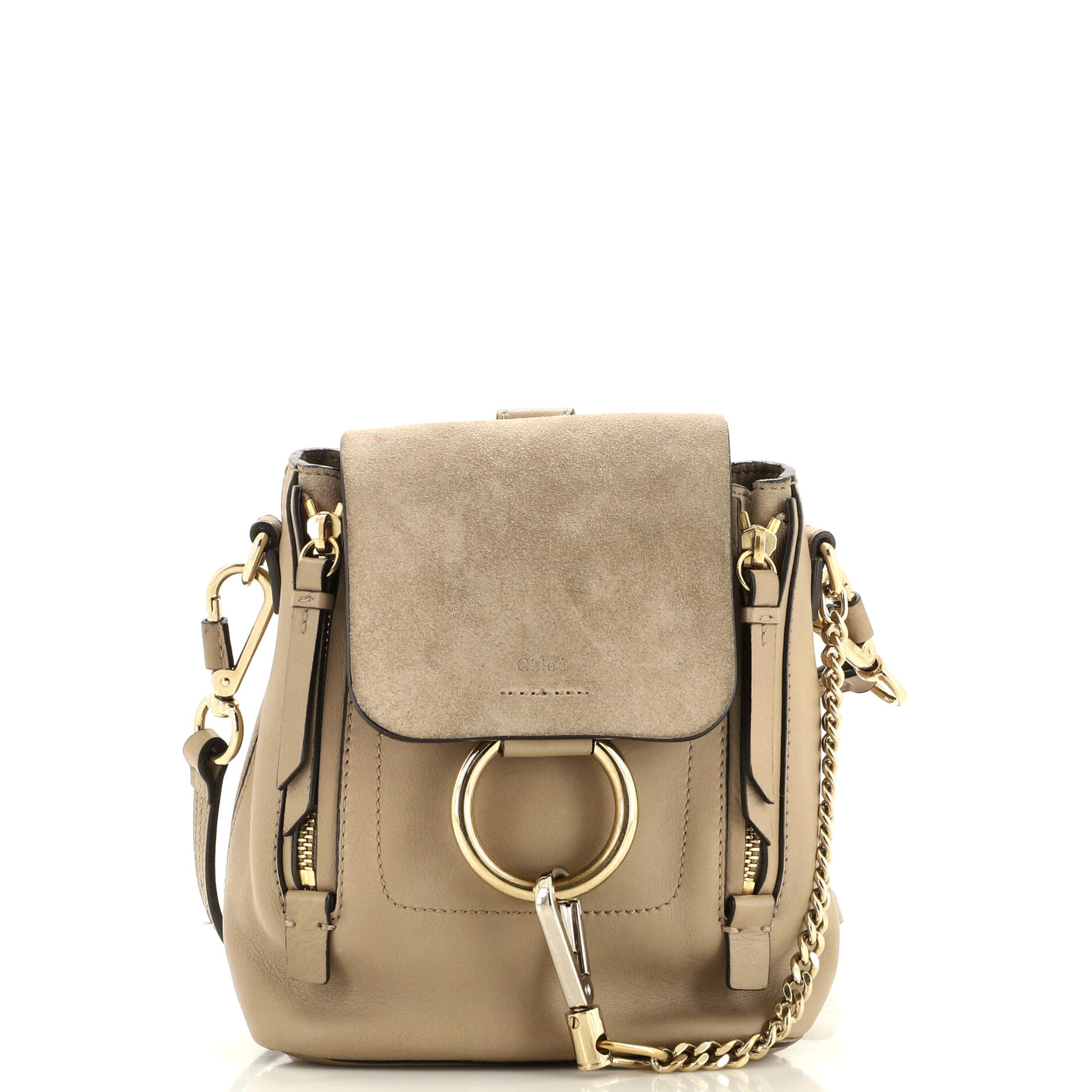 Chloe Faye Backpack Leather and Suede Mini