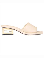 Fendi FF Baguette Motif Nappa Leather Sandals Beige