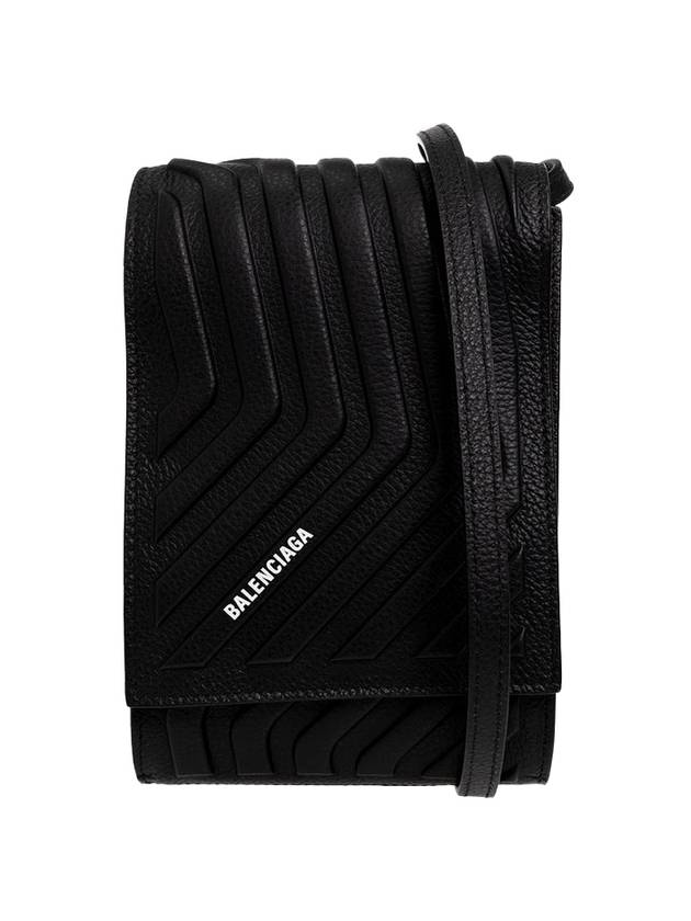 Balenciaga Grain Calfskin Car Strap Phone Cross Bag Black