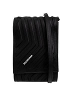 Balenciaga Grain Calfskin Car Strap Phone Cross Bag Black