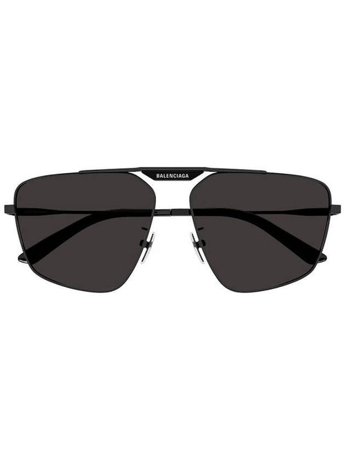 Balenciaga Eyewear BB0246SA Tag 20 Navigator Metal Sunglasses Black Gray