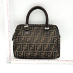 Fendi Brown Zucca Handbag Leather Cloth Pony-style calfskin fe8829bf