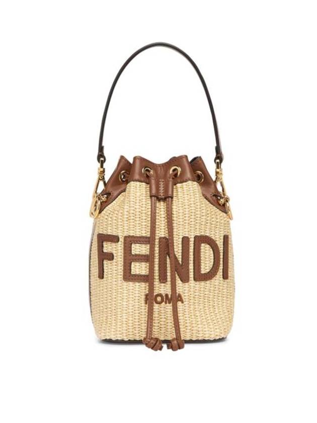 Fendi Mon Tresor Natural Raffia Mini Bucket Bag Beige