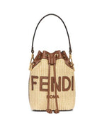 Fendi Mon Tresor Natural Raffia Mini Bucket Bag Beige