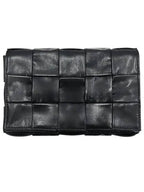 Bottega Veneta Cassette Intrecciato Small Leather Cross Bag Black