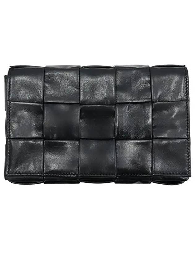 Bottega Veneta Cassette Intrecciato Small Leather Cross Bag Black