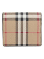 Burberry Engraved Logo Check Half Wallet Archive Beige