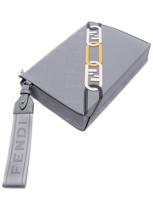 Fendi Men's O Lock FF Chain Print Clutch Bag Grey