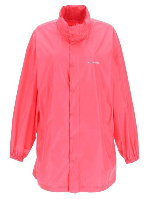 Balenciaga logo oversized taffeta raincoat pink