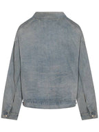 Balenciaga Off-Shoulder Denim Jacket Blue