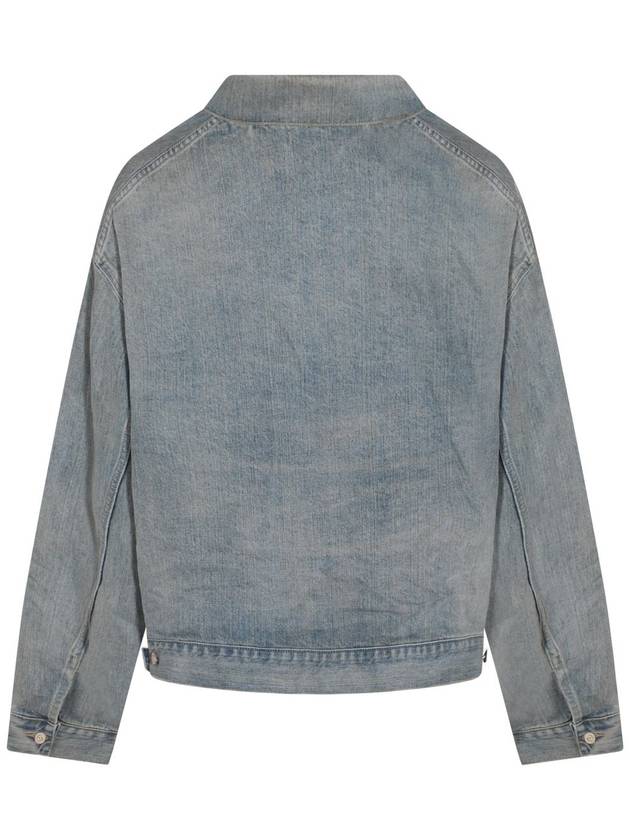 Balenciaga Off-Shoulder Denim Jacket Blue