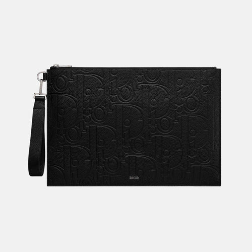 A4 Pouch Black Dior Gravity Leather And Black Grained Calfskin