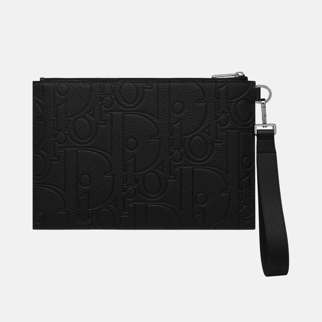 A5 Pouch Black Dior Gravity Leather and Black Grained Calfskin